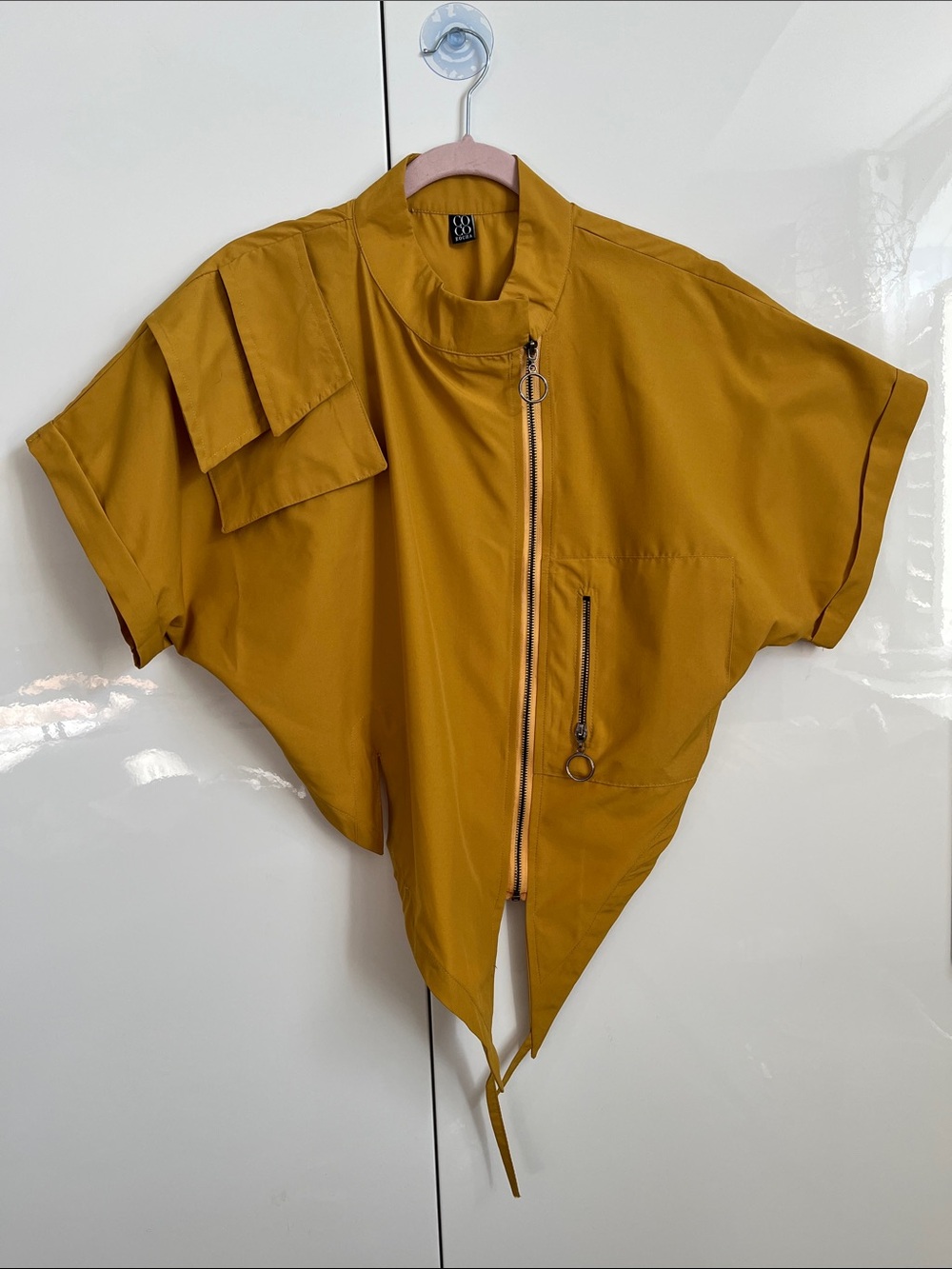 CO + CO by Coco Rocha NWOT Asymmetric Zip Cargo Top Mustard, Size M